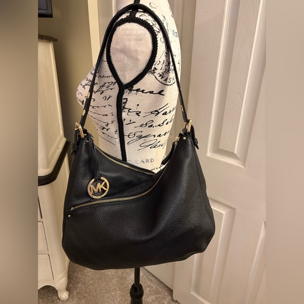 Michael Kors Black Pebbled Leather Shoulder Bag